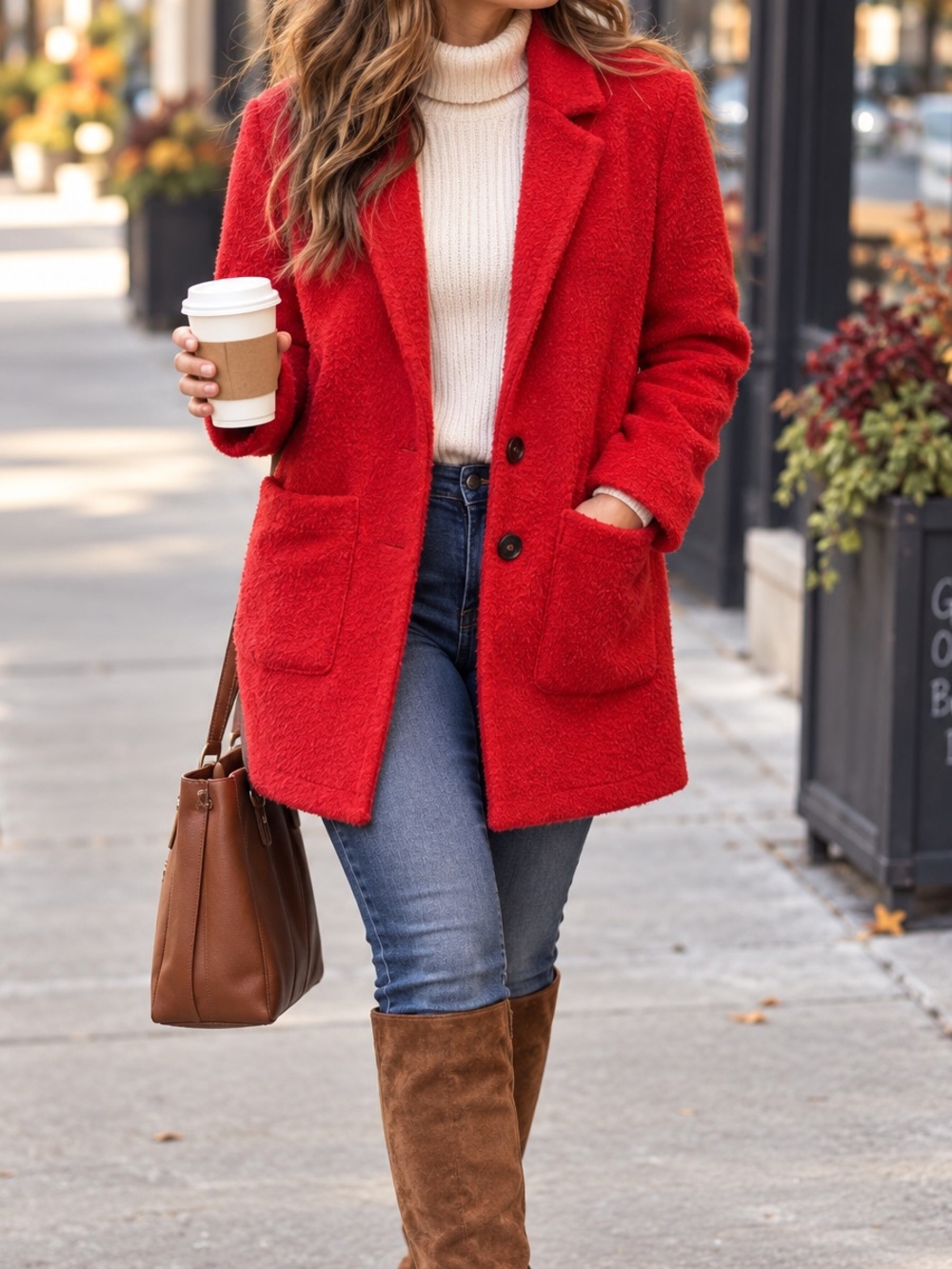 Maurices Red Fuzzy Textured Blazer Jacket XS